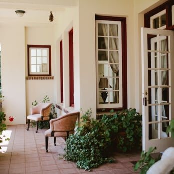 The sunny porch at the retreat house