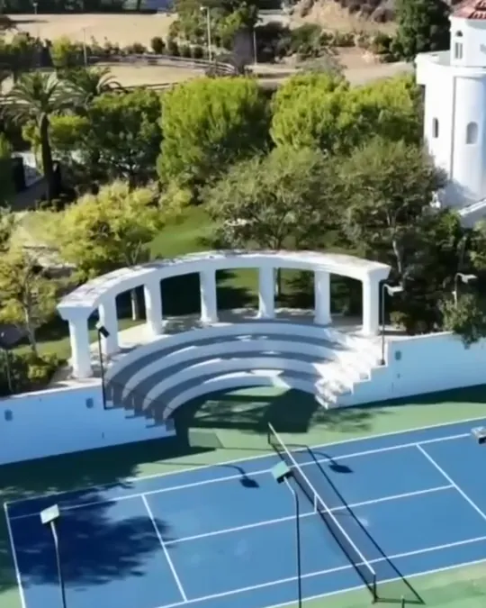 The tennis court and amphitheater