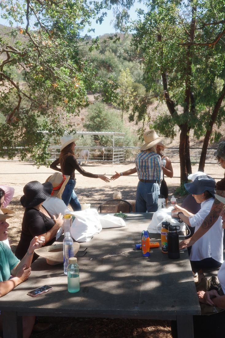 Outdoor bodywork session at the retreat
