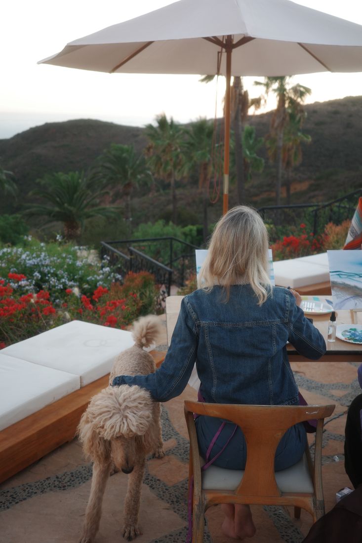 A morning grief circle at the retreat