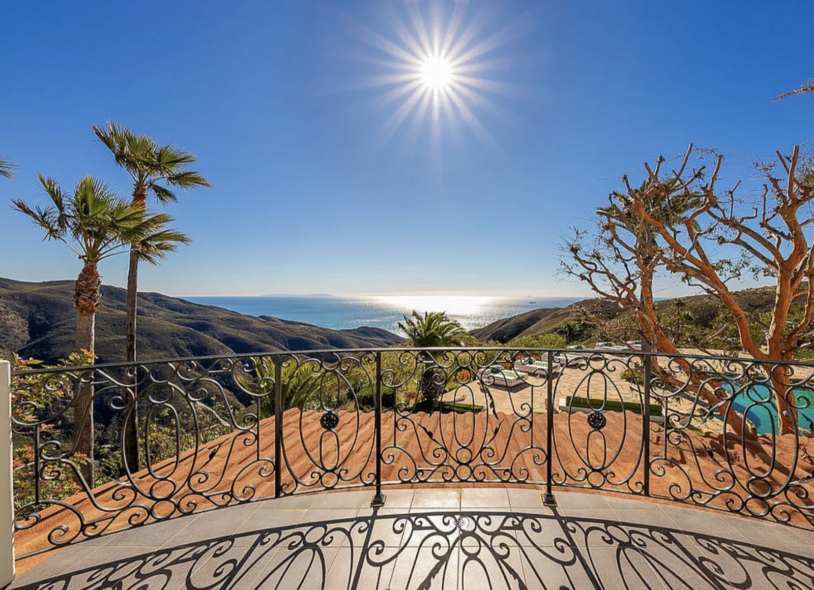 The Master Suite's private balcony, with Pacific and mountain views