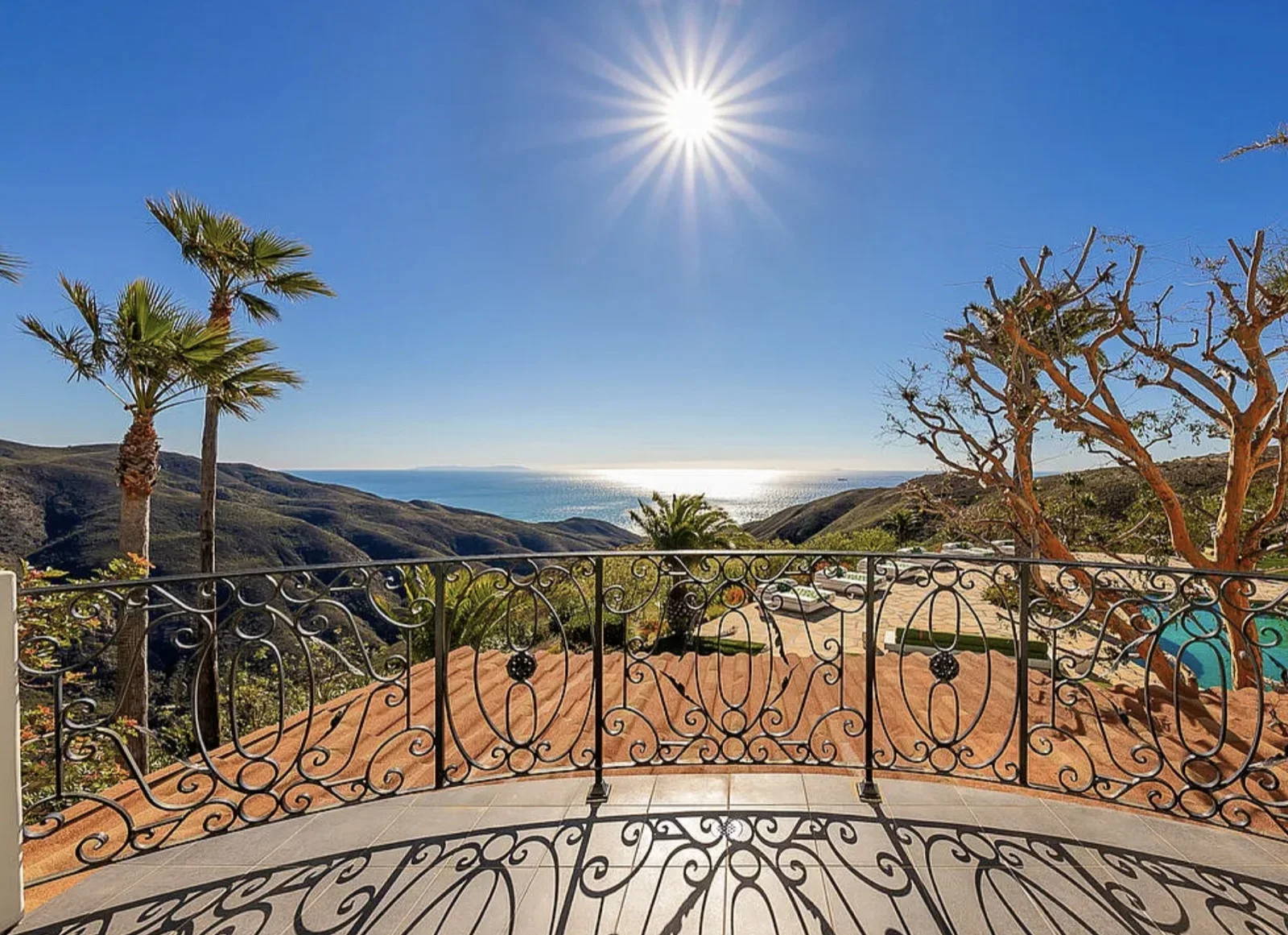 The Master Suite's private balcony, with Pacific and mountain views
