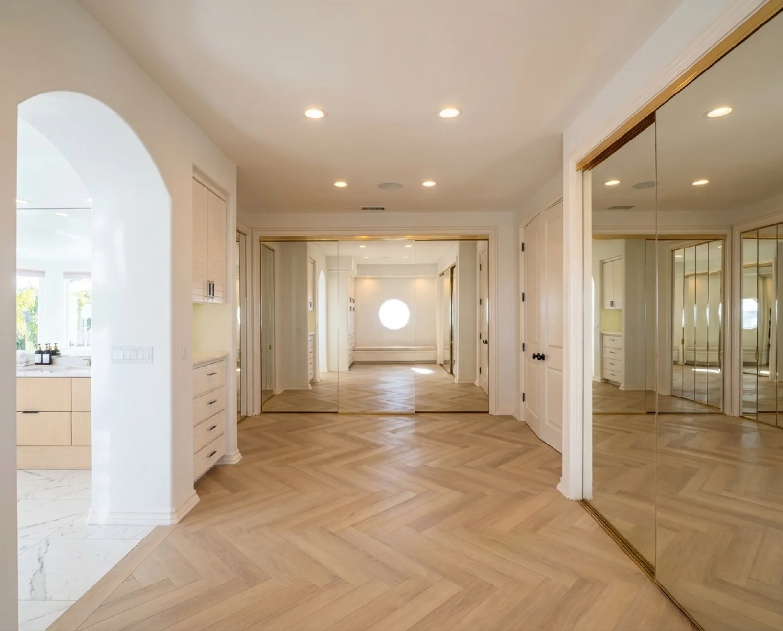 One of the suite's two mirrored dressing rooms