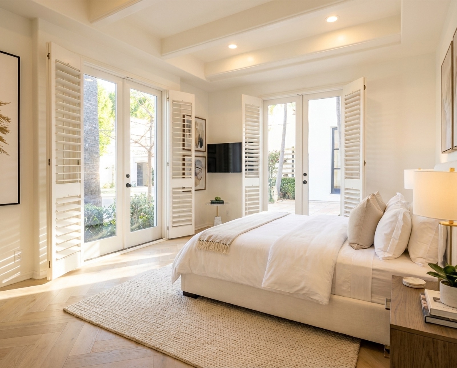Another view of the Palm Room, with its full wall of custom built-ins