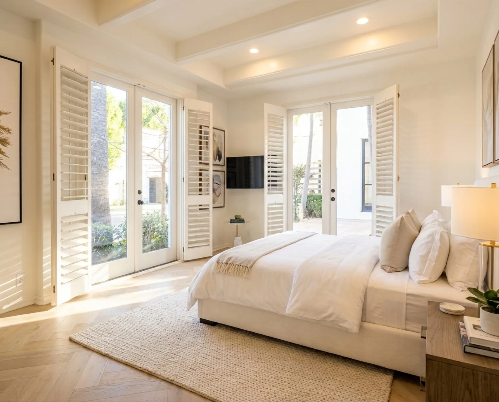 Another view of the Palm Room, with its full wall of custom built-ins