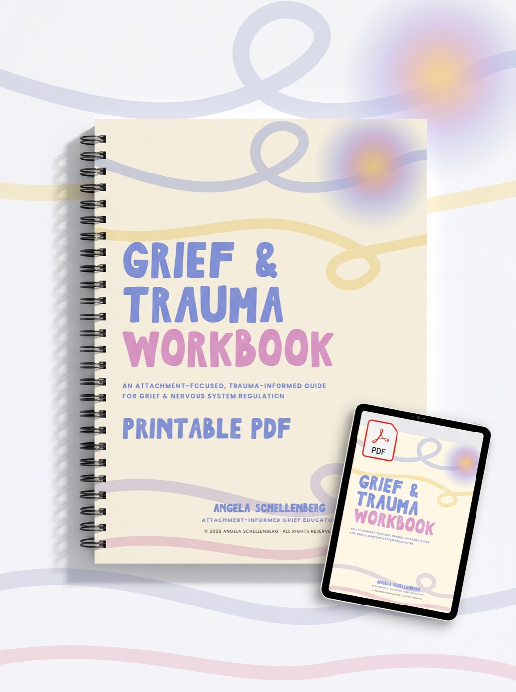 The Grief & Trauma Workbook digital PDF on a tablet