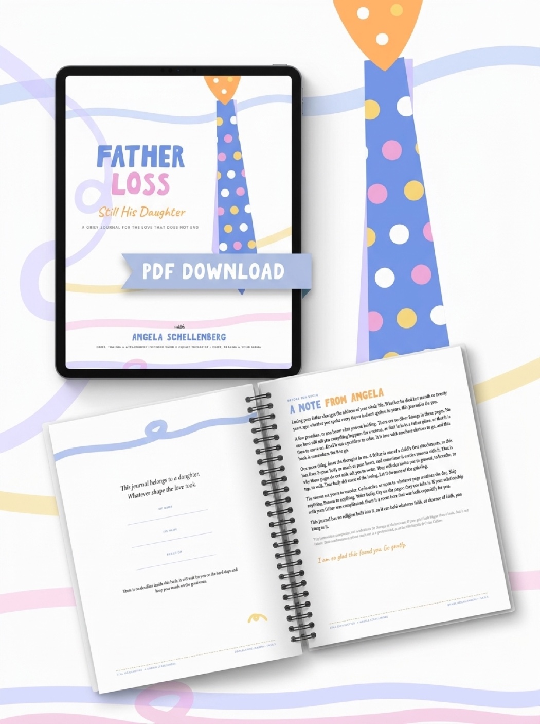 Still His Daughter journal cover with a polka dot tie